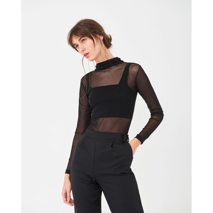blusa de tule preta